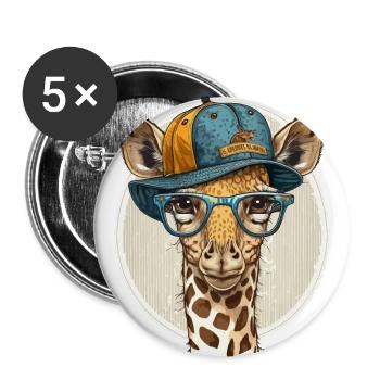 Fashionable Giraffe - Buttons large 2.2''/56 mm (5-pack) - white - Front