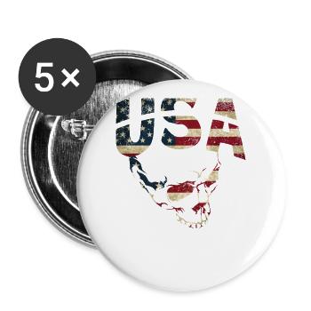 Colorful Skull Cool Skull With USA Flag - Buttons large 2.2''/56 mm (5-pack) - white - Front