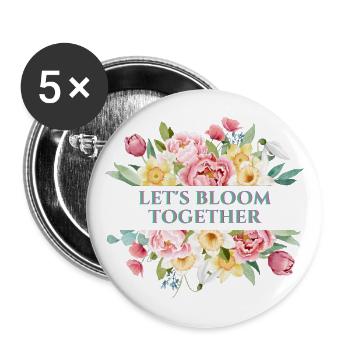 Let's blossom flowers together - Buttons large 2.2''/56 mm (5-pack) - white - Front