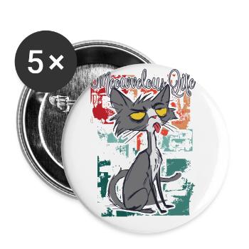 Meowvelous Life Mit Unserem Verspielten - Buttons groß 56 mm (5er Pack) - Weiß - Vorne