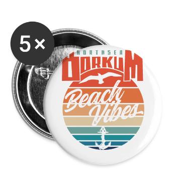 Borkum Northsea Beach Vibes Möwe Anker - Buttons groß 56 mm (5er Pack) - Weiß - Vorne