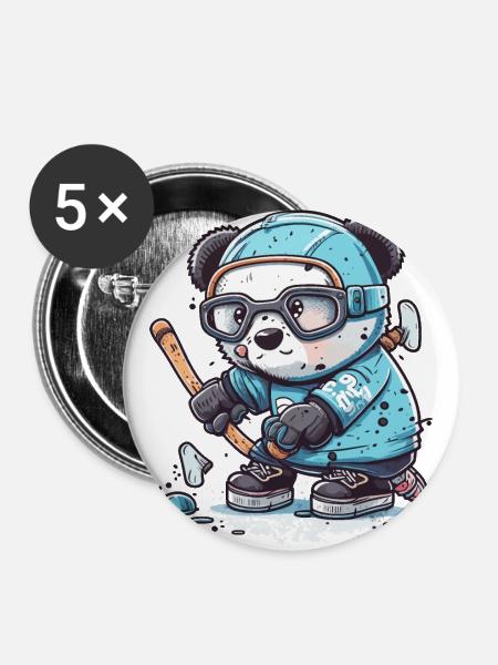 Panda Puckster - Buttons groß 56 mm (5er Pack) - Weiß