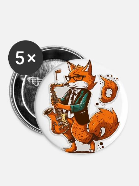 Jazziger Fuchs - Buttons groß 56 mm (5er Pack) - Weiß