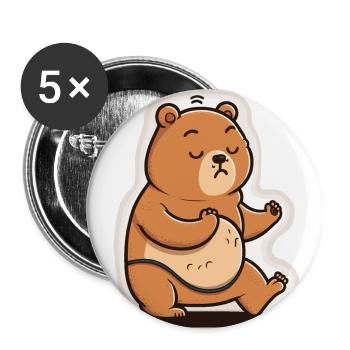 Bär Yogi - Buttons groß 56 mm (5er Pack) - Weiß - Vorne