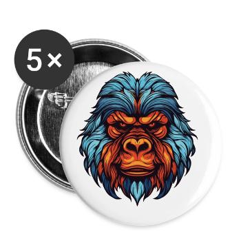 Gorilla Portrait - Buttons groß 56 mm (5er Pack) - Weiß - Vorne