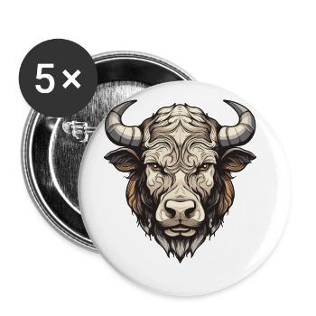 Taureau Portrait Taureau - Lot de 5 grands badges (56 mm) - blanc - Devant