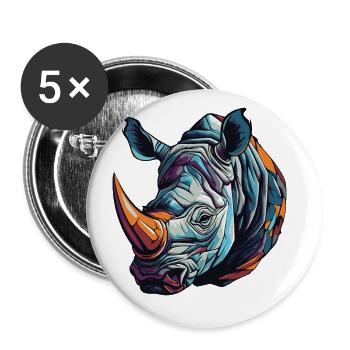 Portrait de rhinocéros - Lot de 5 grands badges (56 mm) - blanc - Devant