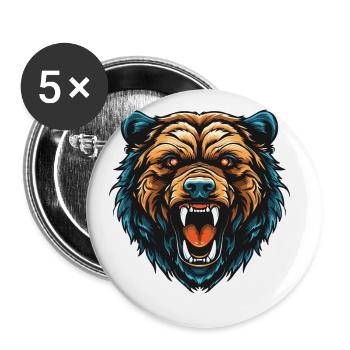 Bär Portrait - Buttons groß 56 mm (5er Pack) - Weiß - Vorne