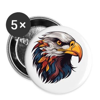Adler Portrait - Buttons groß 56 mm (5er Pack) - Weiß - Vorne