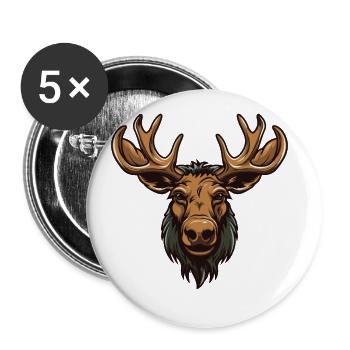 Elch Portrait - Buttons groß 56 mm (5er Pack) - Weiß - Vorne