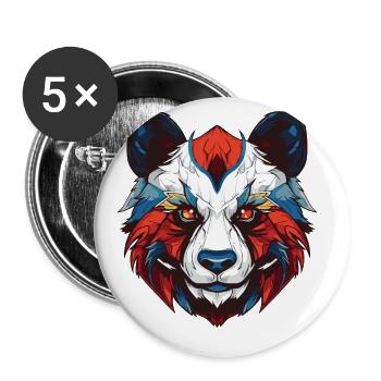 Panda Portrait - Buttons groß 56 mm (5er Pack) - Weiß - Vorne