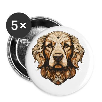 Golden Retriever Dog Portrait - Buttons large 2.2''/56 mm (5-pack) - white - Front
