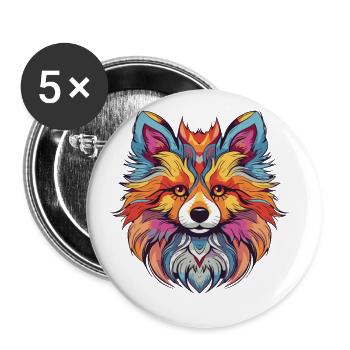 Pomeranian Hund Portrait - Buttons groß 56 mm (5er Pack) - Weiß - Vorne