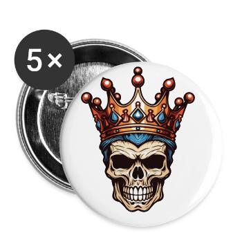 Couronne du Roi Crâne - Lot de 5 grands badges (56 mm) - blanc - Devant