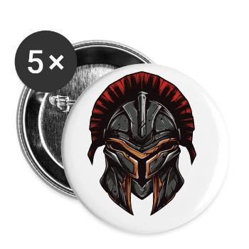 Casque Spartan Warrior Sparta - Lot de 5 grands badges (56 mm) - blanc - Devant