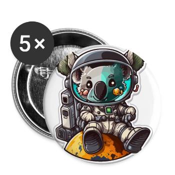 Koalas im Weltraum - Buttons groß 56 mm (5er Pack) - Weiß - Vorne