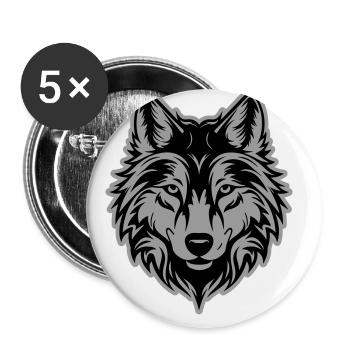 Wolf Silhouette - Buttons groß 56 mm (5er Pack) - Weiß - Vorne
