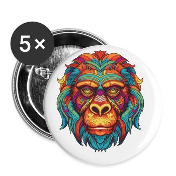 Portrait de gorille - Lot de 5 grands badges (56 mm) - blanc - Devant