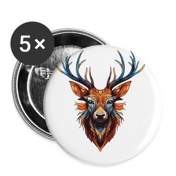 Hirsch Portrait - Buttons groß 56 mm (5er Pack) - Weiß - Vorne