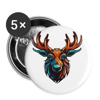 Elch Portrait - Buttons groß 56 mm (5er Pack) - Weiß - Vorne