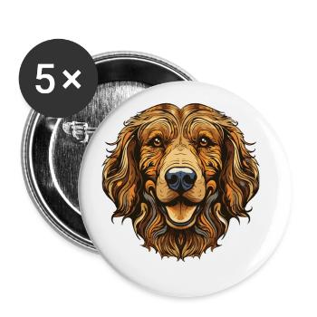 Portrait de chien Golden Retriever - Lot de 5 grands badges (56 mm) - blanc - Devant