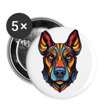 Doberman Dog Portrait - Buttons large 2.2''/56 mm (5-pack) - white - Front