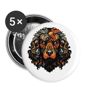 Poodle Dog Portrait - Buttons large 2.2''/56 mm (5-pack) - white - Front