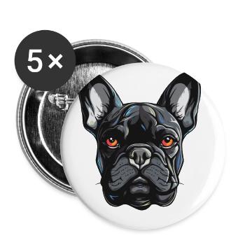 French Bulldog Dog Portrait - Buttons large 2.2''/56 mm (5-pack) - white - Front