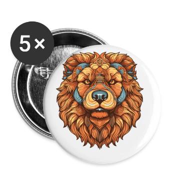 Chow Chow Hund Portrait - Buttons groß 56 mm (5er Pack) - Weiß - Vorne