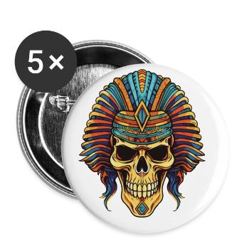 Pharaoh Skull - Buttons large 2.2''/56 mm (5-pack) - white - Front