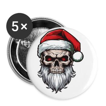 Crâne du Père Noël - Lot de 5 grands badges (56 mm) - blanc - Devant