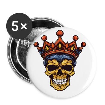 Couronne du Roi Crâne - Lot de 5 grands badges (56 mm) - blanc - Devant