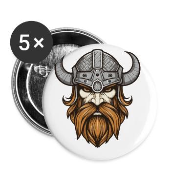 Tête du guerrier viking Valhalla - Lot de 5 grands badges (56 mm) - blanc - Devant