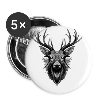Hirsch Portrait - Buttons groß 56 mm (5er Pack) - Weiß - Vorne