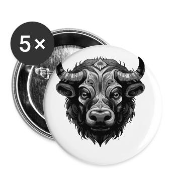Taureau Portrait Taureau - Lot de 5 grands badges (56 mm) - blanc - Devant