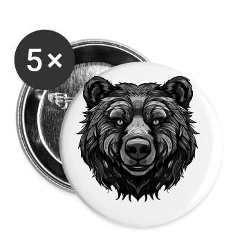 Bär Portrait - Buttons groß 56 mm (5er Pack) - Weiß - Vorne