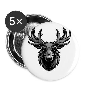 Moose Portrait - Buttons large 2.2''/56 mm (5-pack) - white - Front