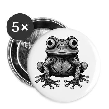 Portrait de grenouille - Lot de 5 grands badges (56 mm) - blanc - Devant