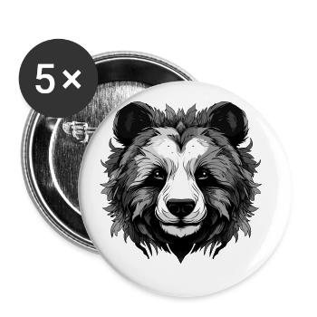 Panda Portrait - Buttons groß 56 mm (5er Pack) - Weiß - Vorne