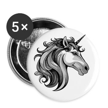 Portrait de licorne - Lot de 5 grands badges (56 mm) - blanc - Devant