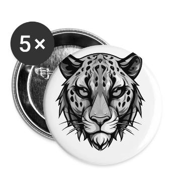 Portrait de guépard - Lot de 5 grands badges (56 mm) - blanc - Devant