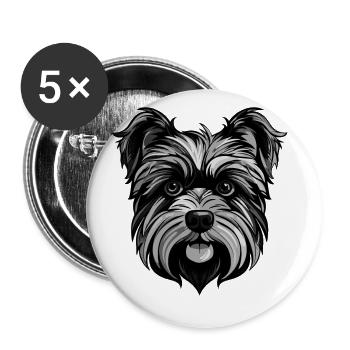 Yorkshire Terrier Hund Portrait - Buttons groß 56 mm (5er Pack) - Weiß - Vorne