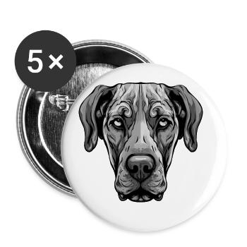 Portrait de chien dogue allemand - Lot de 5 grands badges (56 mm) - blanc - Devant