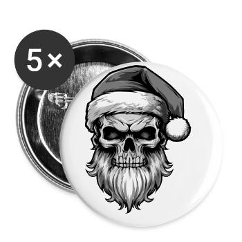 Crâne du Père Noël - Lot de 5 grands badges (56 mm) - blanc - Devant