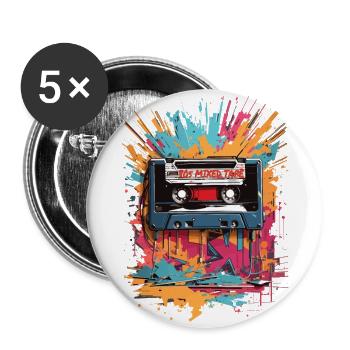 Retro 80s Mixed Tape Vintage Graffiti - Lot de 5 grands badges (56 mm) - blanc - Devant