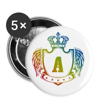 A letter coat of arms - Buttons large 2.2''/56 mm (5-pack) - white - Front