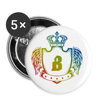 B Buchstabe Wappen - Buttons groß 56 mm (5er Pack) - Weiß - Vorne
