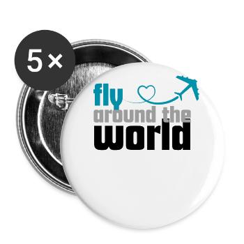 Fly around the world (2) - Buttons groß 56 mm (5er Pack) - Weiß - Vorne