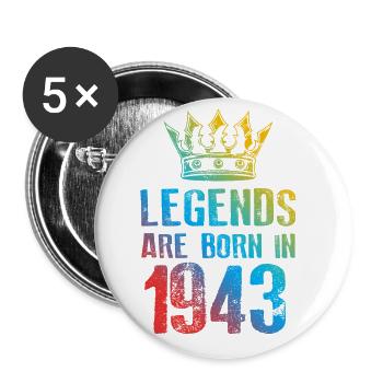 1943 legends born in - Buttons groß 56 mm (5er Pack) - Weiß - Vorne