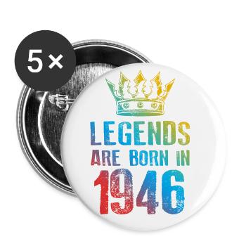 1946 Légendes nées en - Lot de 5 grands badges (56 mm) - blanc - Devant